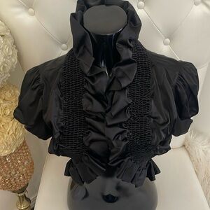 Black satin bolero type vest